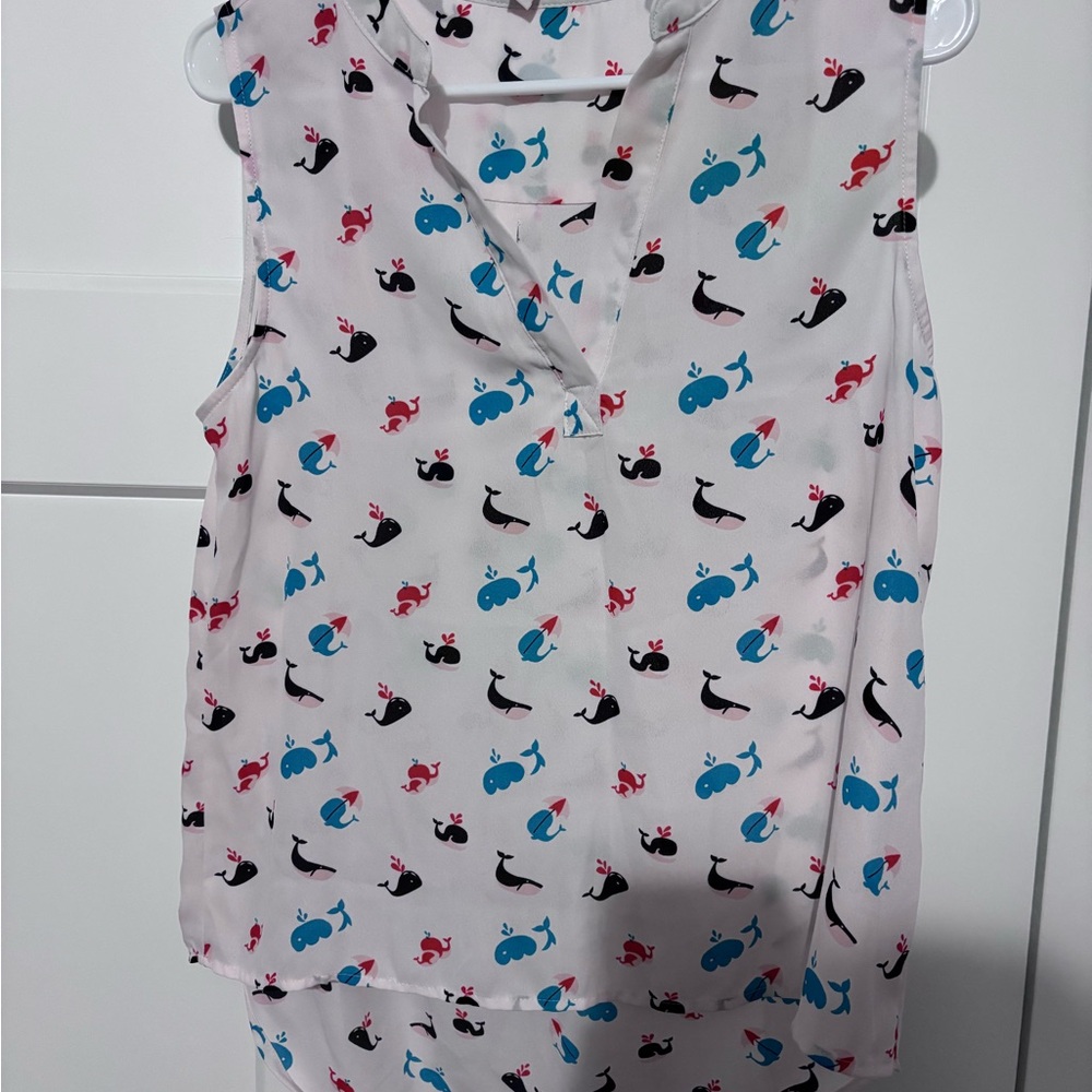 BONGO Whale Print Sleeveless Top - Blue and Pink